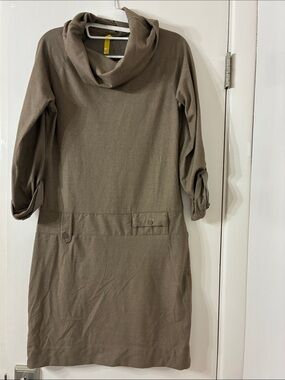 Lole Taupe Cowl-Neck Long Sleeve Dress